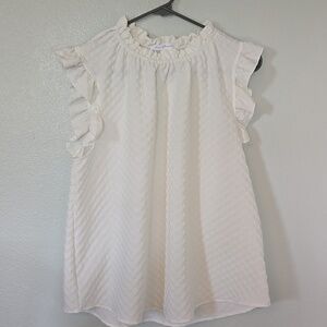 Ces Femme White Ruffle Tank Size Large